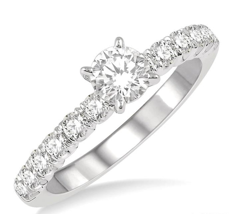 1/2 Ctw Round Cut Diamond Semi-Mount Engagement Ring in 14K White Gold