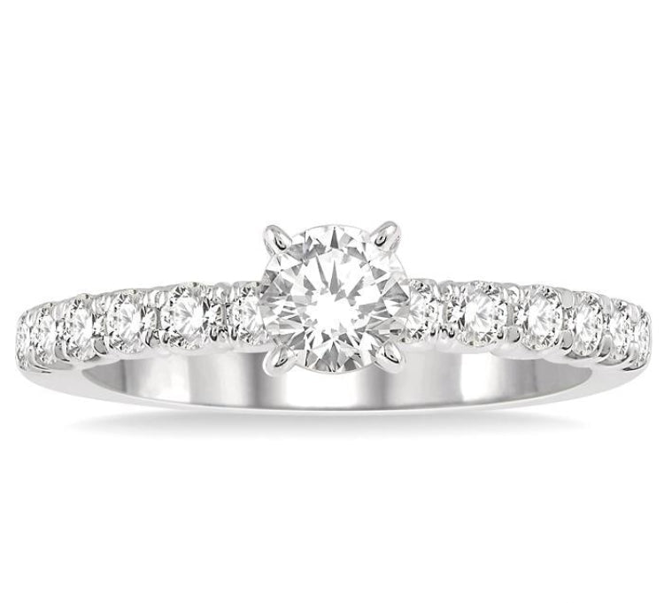 1/2 Ctw Round Cut Diamond Semi-Mount Engagement Ring in 14K White Gold