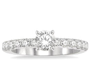 1/2 Ctw Round Cut Diamond Semi-Mount Engagement Ring in 14K White Gold