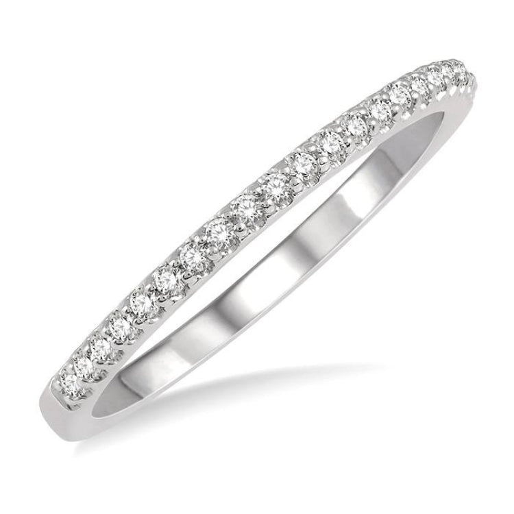 1/10 Ctw Round Cut Diamond Wedding Band in 14K White Gold