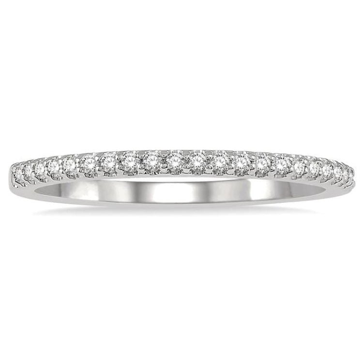 1/10 Ctw Round Cut Diamond Wedding Band in 14K White Gold