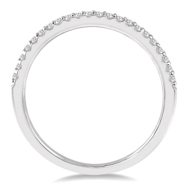 1/10 Ctw Round Cut Diamond Wedding Band in 14K White Gold