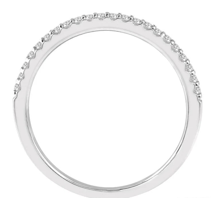1/10 Ctw Round Cut Diamond Wedding Band in 14K White Gold