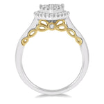 Load image into Gallery viewer, 3/4 Ctw Pear Shape Lovebright Round Cut Diamond Ring in 14K White and Yellow Gold