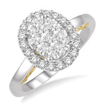 Load image into Gallery viewer, 3/4 Ctw Oval Shape Lovebright Round Cut Diamond Ring in 14K White and Yellow Gold