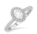 Load image into Gallery viewer, 3/8 Ctw Diamond Ladies Engagement Ring with 1/4 Ct Oval Cut Center Stone in 14K White Gold