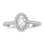 Load image into Gallery viewer, 3/8 Ctw Diamond Ladies Engagement Ring with 1/4 Ct Oval Cut Center Stone in 14K White Gold