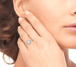 Load image into Gallery viewer, 3/8 Ctw Diamond Ladies Engagement Ring with 1/4 Ct Oval Cut Center Stone in 14K White Gold