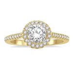 Load image into Gallery viewer, 3/8 Ctw Diamond Ladies Engagement Ring with 1/4 Ct Round Cut Center Stone in 14K Yellow and White Gold