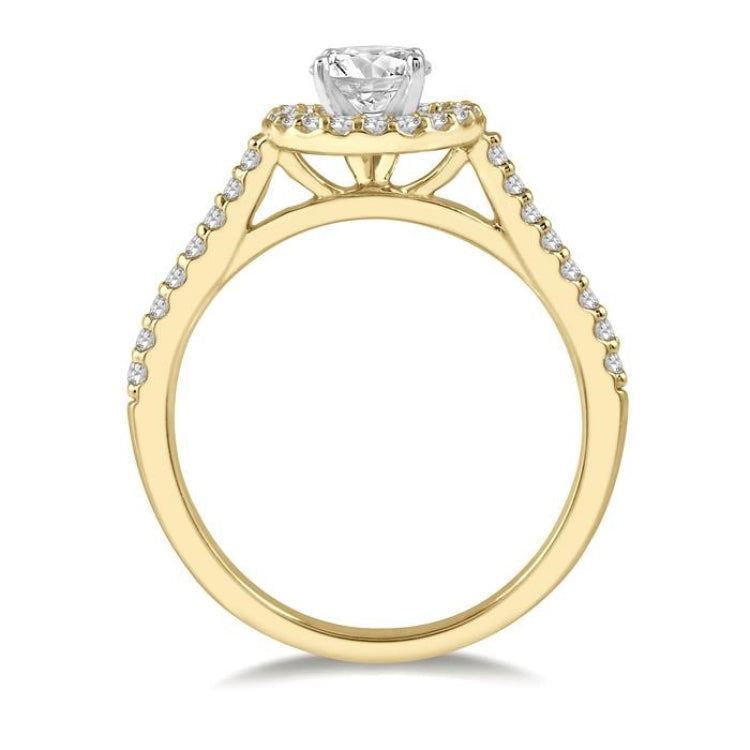 3/8 Ctw Diamond Ladies Engagement Ring with 1/4 Ct Round Cut Center Stone in 14K Yellow and White Gold