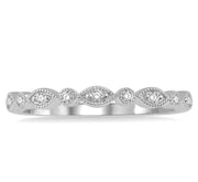 1/10 Ctw Marquise & Circular Mount Round Cut Diamond Stackable Band in 14K White Gold