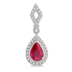 Load image into Gallery viewer, 5x3 MM Pear Shape Ruby and 1/5 Ctw Round Cut Diamond Precious Earring in 10K White Gold