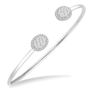 5/8 Ctw Oval Shape Lovebright Open Cuff Diamond Bangle in 14K White Gold