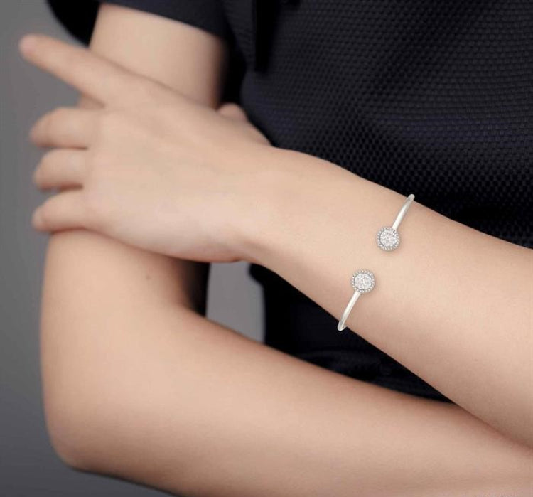 5/8 Ctw Lovebright Round Open Cuff Diamond Bangle in 14K White Gold
