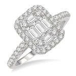Load image into Gallery viewer, 1 Ctw Baguette &amp; Round Cut Fusion Diamond Ring in 14K White Gold