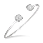 Load image into Gallery viewer, 3/4 Ctw Cushion Shape Lovebright Open Cuff Diamond Bangle in 14K White Gold