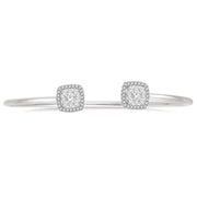 3/4 Ctw Cushion Shape Lovebright Open Cuff Diamond Bangle in 14K White Gold