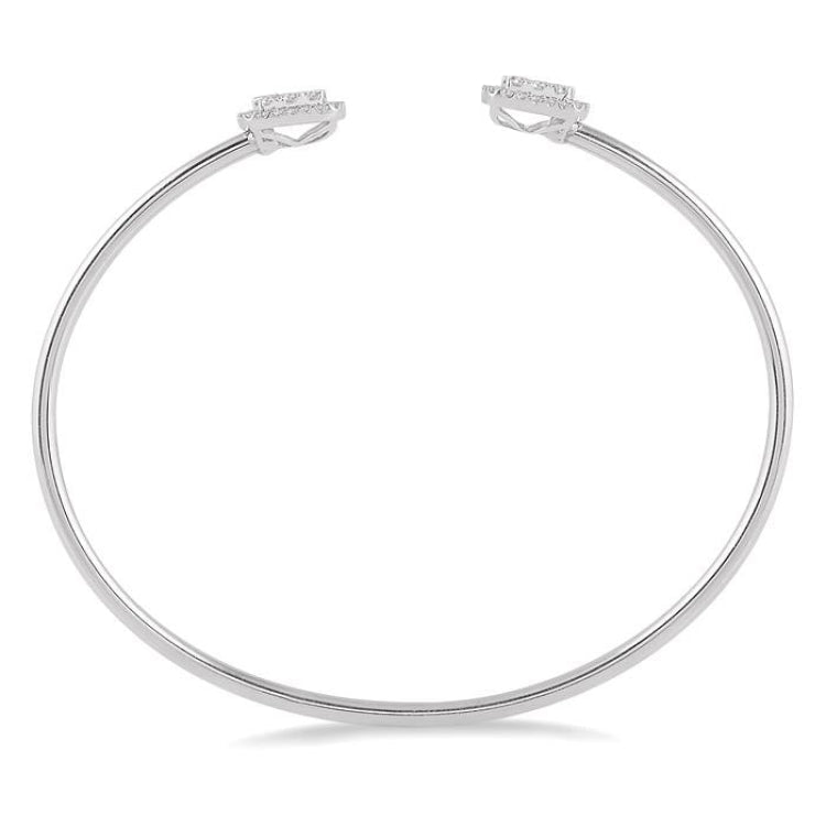 3/4 Ctw Cushion Shape Lovebright Open Cuff Diamond Bangle in 14K White Gold