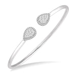 Load image into Gallery viewer, 5/8 Ctw Pear Shape Lovebright Open Cuff Diamond Bangle in 14K White Gold