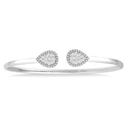 5/8 Ctw Pear Shape Lovebright Open Cuff Diamond Bangle in 14K White Gold