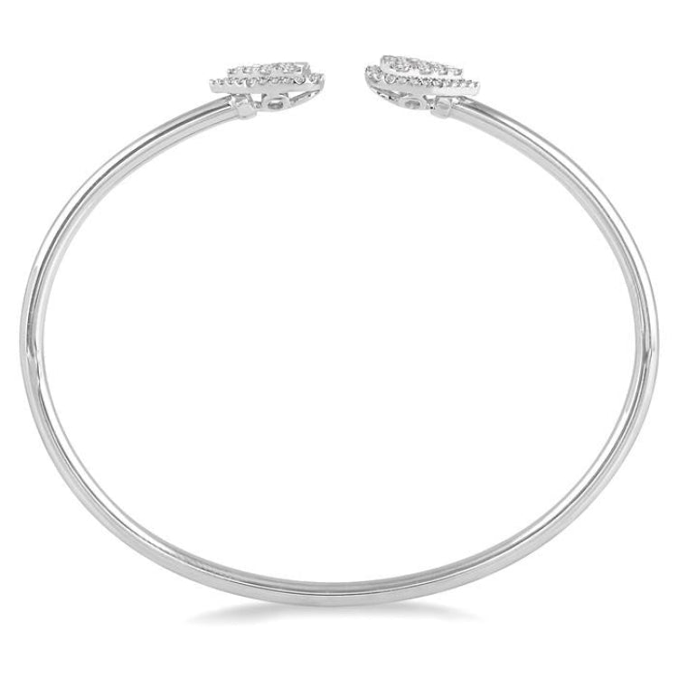 5/8 Ctw Pear Shape Lovebright Open Cuff Diamond Bangle in 14K White Gold