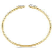 5/8 Ctw Round Cut Lovebright Diamond Pear Shape Open Cuff Bangle in 14K Yellow and White Gold