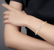 5/8 Ctw Round Cut Lovebright Diamond Pear Shape Open Cuff Bangle in 14K Yellow and White Gold