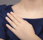 Load image into Gallery viewer, 3/4 Ctw Crossed Split Shank Lovebright Diamond Cluster Ring in 14K Rose and White Gold