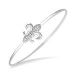 Load image into Gallery viewer, 1/20 Ctw Fleur De Lis Round Cut Diamond Flexi Bangle in Sterling Silver
