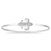 1/20 Ctw Fleur De Lis Round Cut Diamond Flexi Bangle in Sterling Silver