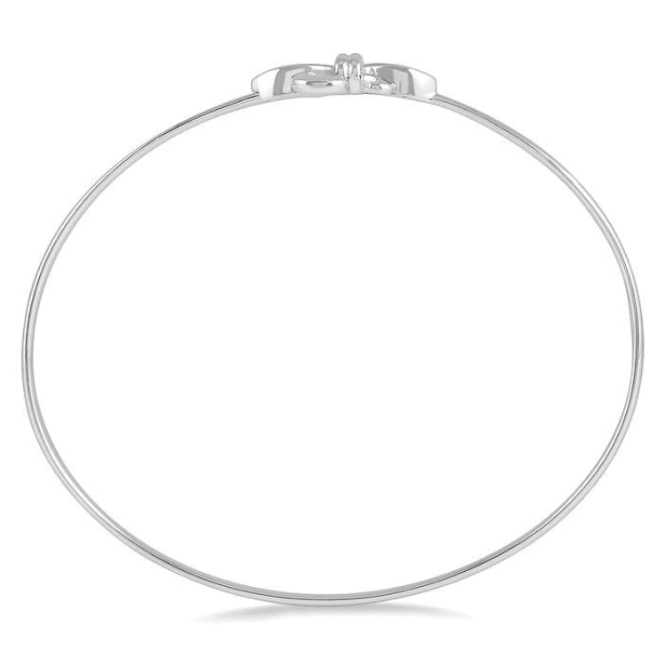 1/20 Ctw Fleur De Lis Round Cut Diamond Flexi Bangle in Sterling Silver