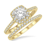 Load image into Gallery viewer, 1/2 Ctw Diamond Wedding Set With 3/8 Ctw Round Cut Engagement Ring and 1/10 Ctw Wedding Band in 14K Yellow and White gold