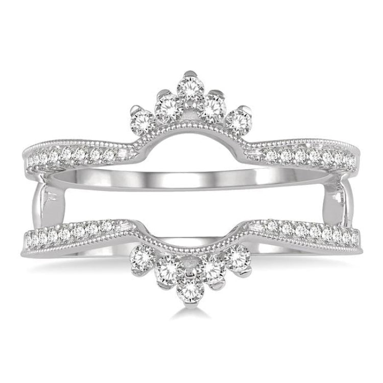 1/3 Ctw Curved Center Round Cut Diamond Insert Ring in 14K White Gold