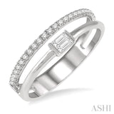 1/5 Ctw Double Row Baguette and Round Diamond Fashion Ring in 14K White Gold