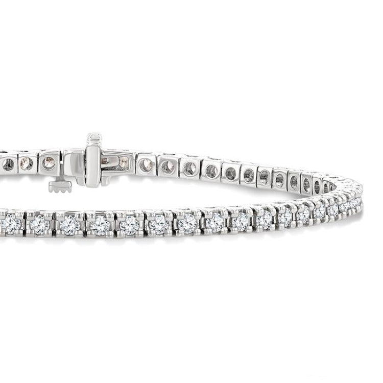 2 Ctw Square Shape Round Cut Diamond Tennis Bracelet in 14K White Gold