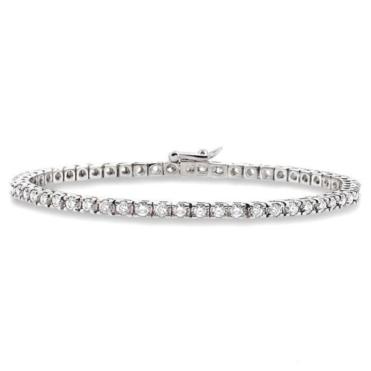 3 Ctw Square Shape Round Cut Diamond Tennis Bracelet in 14K White Gold