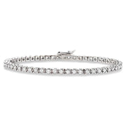 3 Ctw Square Shape Round Cut Diamond Tennis Bracelet in 14K White Gold
