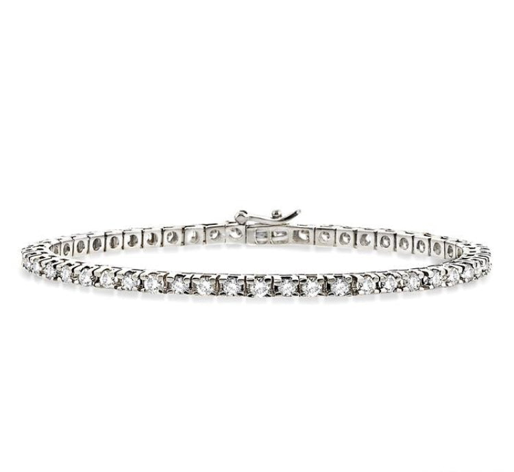 4 Ctw Square Shape Round Cut Diamond Tennis Bracelet in 14K White gold