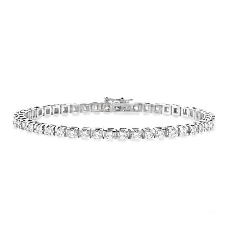 5 Ctw Square Shape Round Cut Diamond Tennis Bracelet in 14K White Gold