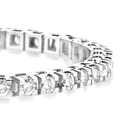 5 Ctw Square Shape Round Cut Diamond Tennis Bracelet in 14K White Gold