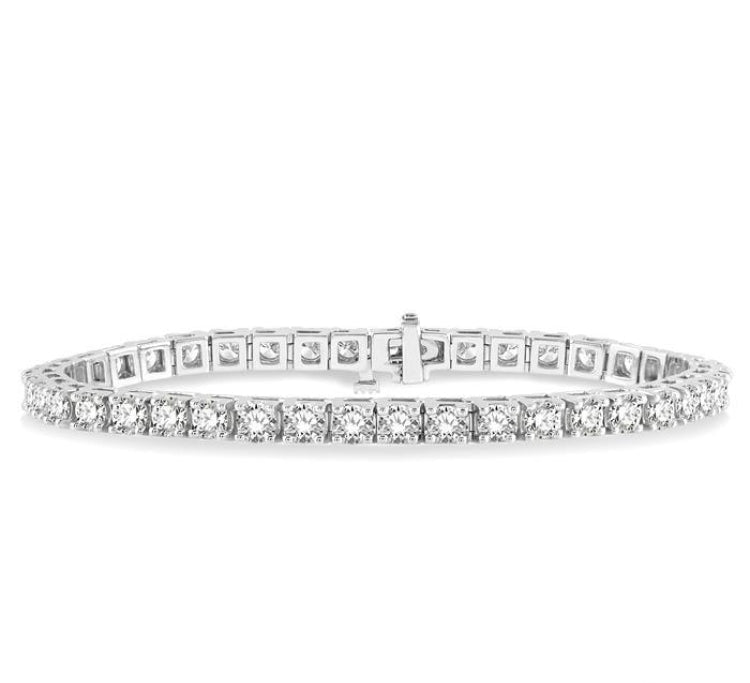 8 Ctw Square Shape Round Cut Diamond Tennis Bracelet in 14K White gold