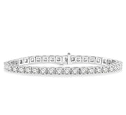 8 Ctw Square Shape Round Cut Diamond Tennis Bracelet in 14K White gold