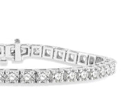 8 Ctw Square Shape Round Cut Diamond Tennis Bracelet in 14K White gold