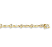 1 1/10 Ctw Marquise and Floral Link Diamond Bracelet in 14K Yellow Gold