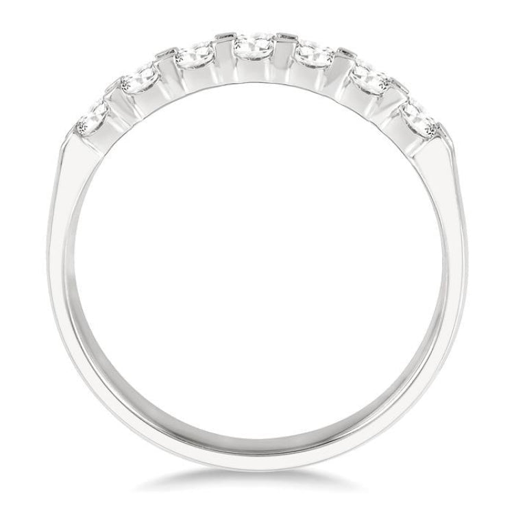 1/2 Ctw 7 Stone Round Cut Diamond Wedding Band in 14K White Gold