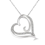 Load image into Gallery viewer, 1/10 Ctw Round Cut Diamond Heart Pendant in 10K White Gold with Chain