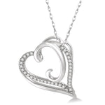 Load image into Gallery viewer, 1/10 Ctw Round Cut Diamond Heart Pendant in 10K White Gold with Chain