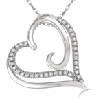 Load image into Gallery viewer, 1/10 Ctw Round Cut Diamond Heart Pendant in 10K White Gold with Chain