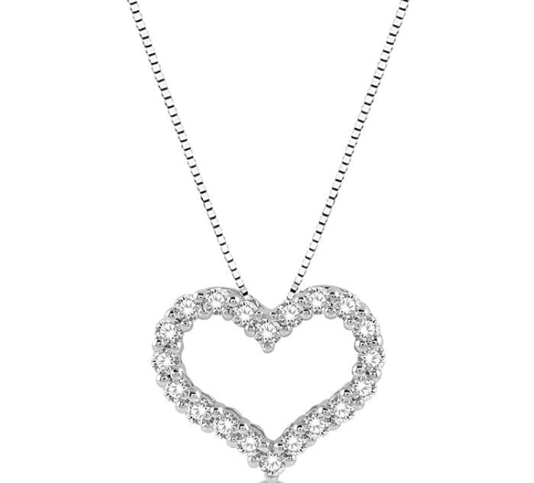 1/4 Ctw Heart Shape Round Cut Diamond Pendant With Chain in 14K White Gold