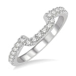 Load image into Gallery viewer, 1/3 Ctw U-Shape Center Round Cut Diamond Wedding Band in 14K White Gold